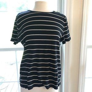 Ralph Lauren 1X black striped sweater top EUC
